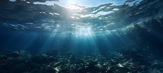 Obraz premium The water surface seen from underwater, generative AI