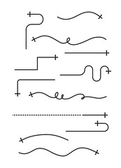a collection of arrow icons with various shapes and directions. the concept of an arrow direction. straight arrow. curved arrow. turning arrow. reversing arrow. rotating arrow. dotted arrow