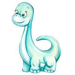 Watercolor cute dinosaur for nursery, newborn. Cartoon animal for kids design