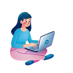 Woman Searching Online at Laptop - Internet Browsing, SEO Research & Web Surfing Concept - Search Bar, Digital Marketing