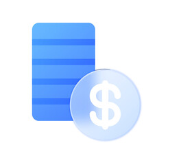 Modern Blue Financial Data Icon:  Dollar Coin & Stripes