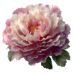 A stunning peony bloom showcasing delicate pink petals and vibrant green foliage.