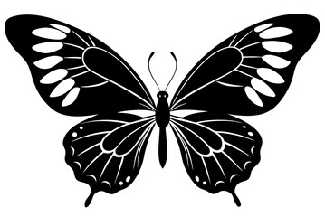 Vector art of silhouette of black and white butterfly