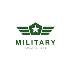 Green military logo with star and wings for company branding