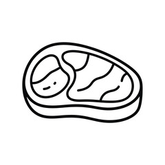 Simple Line Art Illustration of a Raw Steak Cut