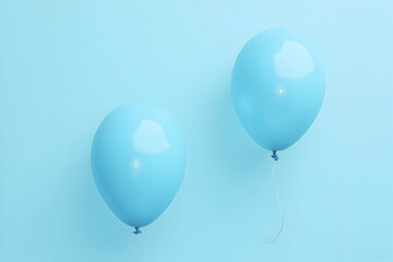 Floating Balloons on Light Blue Background Two Decorative Air Balloons