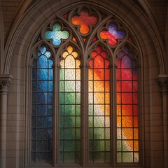 Fototapeta premium Colorful Abstract Stained Glass Window in Church Interior