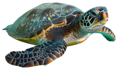 PNG  Colorful sea turtle swimming gracefully