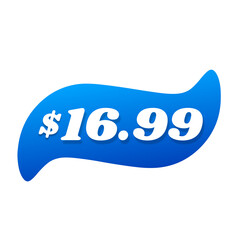 $16.99 only png, blue colour price tag, creative sale sticker, flat store badge