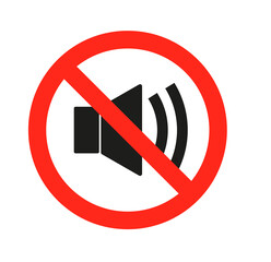 Mute Icon: Red Circle, Black Background, Warning Symbol