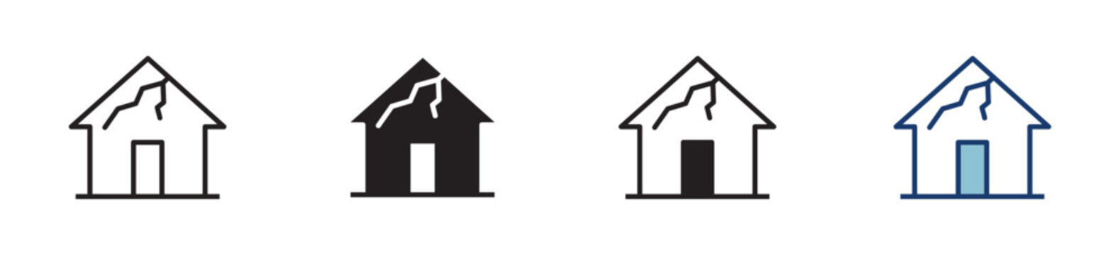 house damage icon set , damage roof icons , vector illustration . 