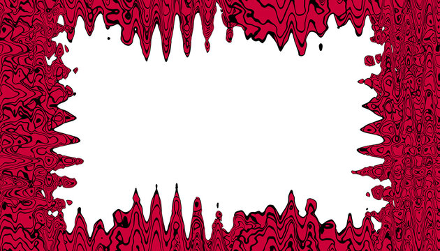 Un cadre en forme de coulure rouge.