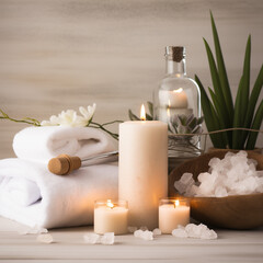 spa still life with candles