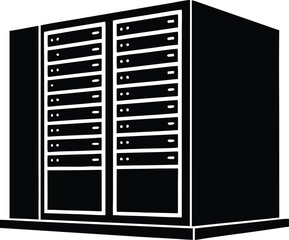 office server rack silhouette vector illustration
