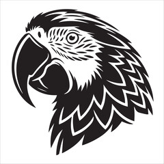Bold Parrot Head Vector in Tribal Tattoo Style – Black Ink Bird Illustration for Logos, Prints, and T-Shirts