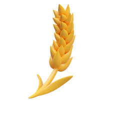 Golden Wheat Ear: 3D Render, Minimalist Style
