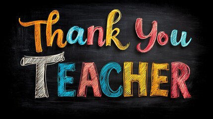 Fototapeta premium Colorful Chalkboard Message Expressing Gratitude to Teacher