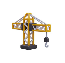3D Render Yellow Construction Crane Icon