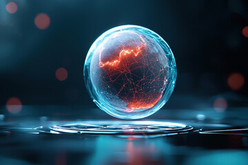 Futuristic globe with glowing network connections, representing technology and innovation digital world, showcasing vibrant colors and intricate