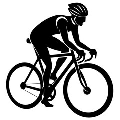 Naklejka premium Black cyclist racing on bicycle sport helmet