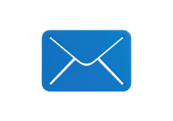A simple blue icon representing an email envelope with a white outline against a transparent background