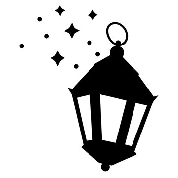 Black lantern with stars and dots release silhouette
