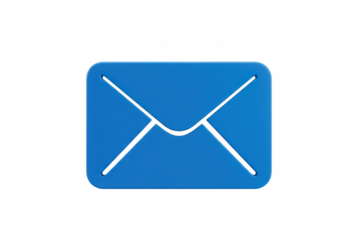A simple blue icon representing an email envelope with a white outline against a transparent background