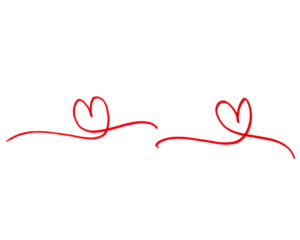 Red heart doodle patterns in a playful style on transparent PNG background