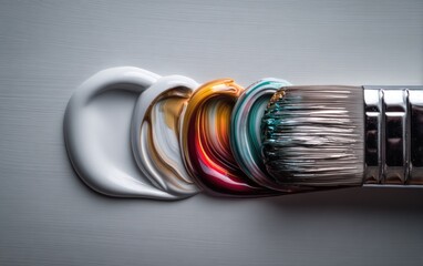 Colorful paint strokes on canvas