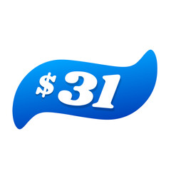 $31 only png, blue colour price tag, modern price shape, isolated product tag