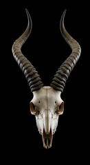 Fototapeta premium Majestic Antelope Skull: Dark Beauty, Intricate Horns