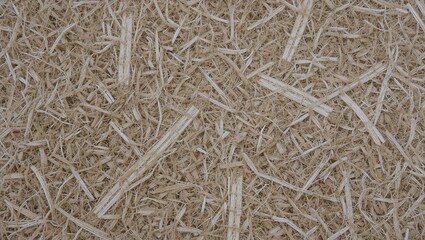 Close-up of shredded straw, a textured and natural material, suitable for various crafting and agricultural uses.