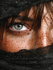 Close-up of a woman's eye and face