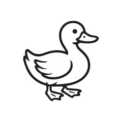 Obraz premium Duck black and white vector illustration
