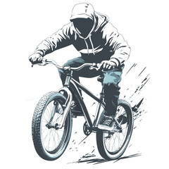 Naklejka premium Urban rider silhouette with playful bike control - ideal for sporty freedom, youth biking culture, and energetic outdoor vibes