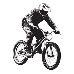 Naklejka premium Urban rider silhouette with playful bike control - ideal for sporty freedom, youth biking culture, and energetic outdoor vibes