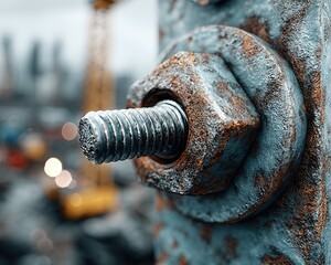 Rusty bolt and nut close-up
