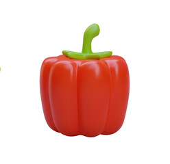 Cartoon Red Bell Pepper, 3D Render, Vibrant