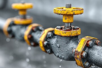 Rusty pipeline with dripping water
