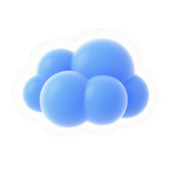 3d icon of a fluffy blue cloud illustration isolated on a transparent background, representing concepts like weather, data, and technology