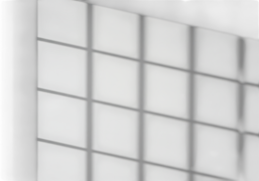 A closeup perspective of a white grid pattern with subtle lighting and shadows creating a modern geometric texture isolated on transparent