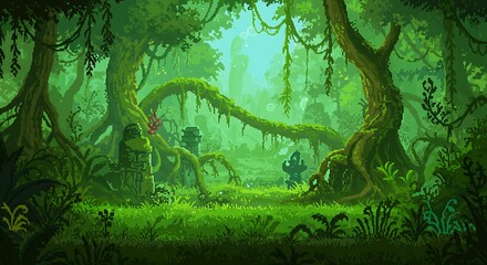 Lush Jungle, Vibrant Green Digital Painting