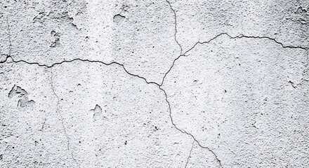 Obraz premium Cracked white concrete wall texture with visible damage and rough surface