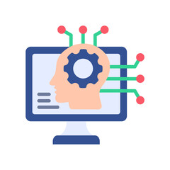 Cognitive Computing flat color icon