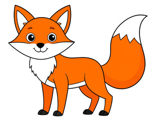 Obraz premium Playful Cartoon Fox Standing on Hind Legs, Big Eyes and Smile, Transparent PNG