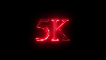 Glowing 5k Followers neon line animation. 4k - Powered by Adobe
