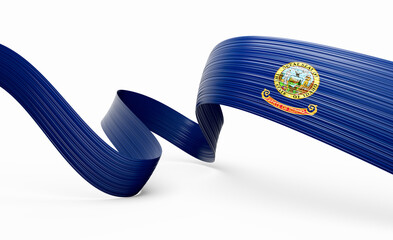 3D Wavy ribbon in Idaho flag colors, flowing with national pride and elegance. 3D Illustration