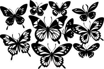Vector art of silhouette of  set of butterfly