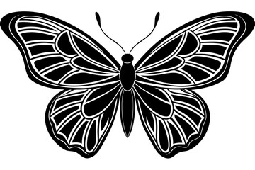 Vector art of silhouette of black and white butterfly