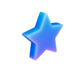 Obraz premium 3D Glossy blue star icon with gradient glow, ideal for ratings, favorites or rewards. 3D Illustration